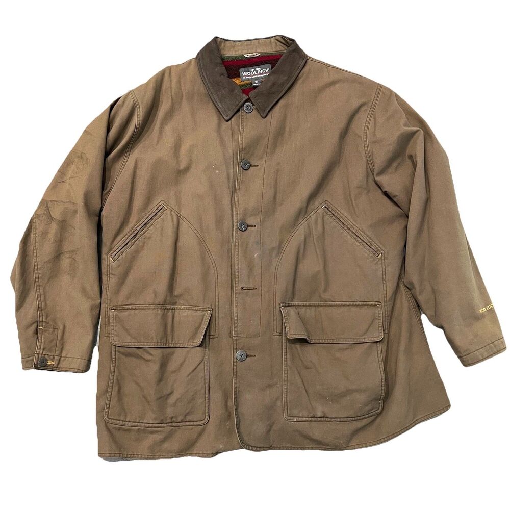 Vintage 90's Woolrich 12201 Bark Brown Blanket Lined Ranch Chore Coat 2XL